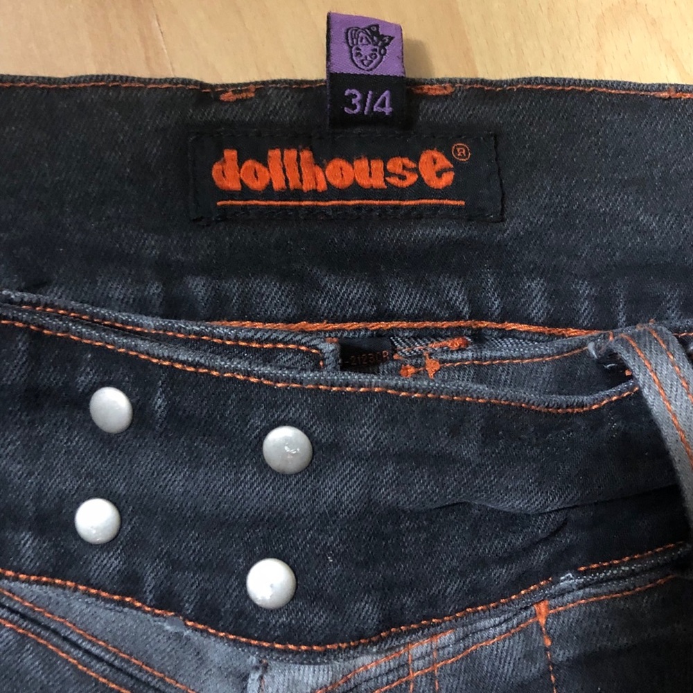 Dollhouse ultra low rise stretch jeans black faded